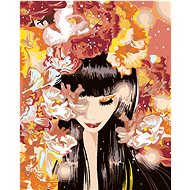 Diamondi - BEAUTY AMONG THE FLOWERS, 40x50 cm, stretched canvas on frame - Diamond Painting
