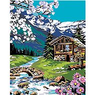 Diamondi - SRUB IN THE MOUNTAINS, 40x50 cm, without frame and without canvas shut off - Diamond Painting