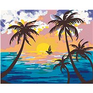 Diamondi - Diamond painting - WEST OF THE SUN BEHIND THE PALMS, 40x50 cm, Exposed canvas on frame - Diamond Painting