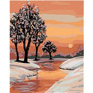 Diamondi - Diamond painting - A STREAM AND WINTER LANDSCAPE, 40x50 cm, Exposed canvas on frame - Diamond Painting
