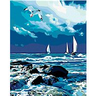 Diamondi - CANVAS ON THE SEA AND A FLYING DUCK, 40x50 cm, off canvas on frame - Diamond Painting