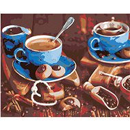 Diamondi - BLUE CUPS OF COFFEE I., 40x50 cm, without frame and without canvas - Diamond Painting