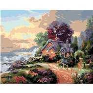 Diamondi - Cottage in the garden on the shore, 40x50 cm, without frame and without canvas shut off - Diamond Painting