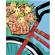 Diamondi - Wheel with basket of flowers, 40x50 cm, off canvas on frame - Diamond Painting