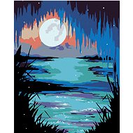Diamondi - MONTH OVER THE LAKE, 40x50 cm, stretched canvas on frame - Diamond Painting