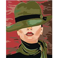 Diamondi - WOMAN IN A GREEN HAT, 40x50 cm, without frame and without canvas shut off - Diamond Painting
