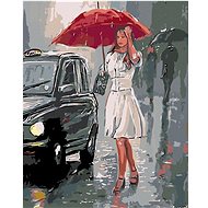 Diamondi - WOMAN AT THE CAR IN THE BOARD, 40x50 cm, without frame and without canvas shut off - Diamond Painting