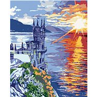 Diamondi - Diamond painting - CASTLE ON THE ROCK AND SUNRISE, 40x50 cm, Off canvas on frame - Diamond Painting