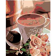 Diamondi - Diamond Painting - Bitter Chocolate and Flowers of Roses, 40x50 cm, Off canvas on frame - Diamond Painting