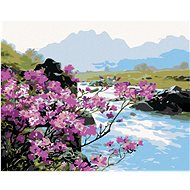 Diamondi - Blossoming Flowers by the River, 40x50 cm, off canvas on frame - Diamond Painting