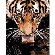 Diamondi - Diamond painting - TYGR AT THE WATER, 40x50 cm, without frame and without canvas shut off - Diamond Painting