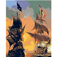 Diamondi - SHIPS AT SEA AND SUNSET, 40x50 cm, off canvas on frame - Diamond Painting