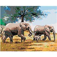 Diamondi - FAMILY OF ELEPHANTS, 40x50 cm, off canvas on frame - Diamond Painting