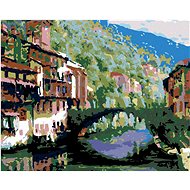 Diamondi - A RIVER BETWEEN HOUSES AND A HUGE BRIDGE, 40x50 cm, unframed and without canvas - Diamond Painting