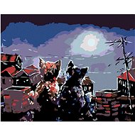 Diamondi - CATS ON THE ROOF, 40x50 cm, off canvas on frame - Diamond Painting