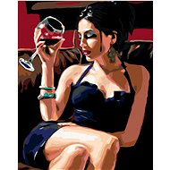 Diamondi - WINE WITH GLASS, 40x50 cm, off canvas on frame - Diamond Painting