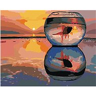 Diamondi - A FISH IN A GLASS OF WATER, 40x50 cm, stretched canvas on frame - Diamond Painting