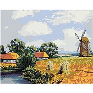 Diamondi - Field Landscape with a Mill, 40x50 cm, stretched canvas on frame - Diamond Painting