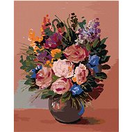 Diamondi - FLOWER FLOWERS ON ORANGE BACKGROUND, 40x50 cm, without frame and without canvas shut off - Diamond Painting