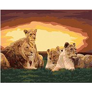 Diamondi - LION FAMILY, 40x50 cm, off canvas on frame - Diamond Painting