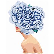 Diamondi - WOMAN WITH BLUE FLOWERS ON HER HEAD, 40x50 cm, stretched canvas on frame - Diamond Painting