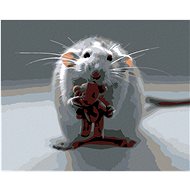 Diamondi - Diamond painting - WHITE MOUSE WITH A BEAR - Diamond Painting