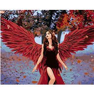 Diamondi - WOMAN WITH RED ANGEL WINGS, 40x50 cm, off canvas on frame - Diamond Painting