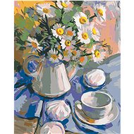 Diamondi - COPRETINS IN A VASE ON BLUE UBRUS, 40x50 cm, without frame and without canvas shut off - Diamond Painting
