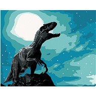 Diamondi - TYRANNOSAURUS REX AT NIGHT, 40x50 cm, stretched canvas on frame - Diamond Painting