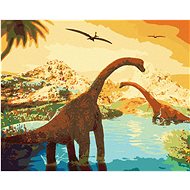 Diamondi - A BEAUTIFUL COUNTRY WITH DINOSAURS, 40x50 cm, stretched canvas on frame - Diamond Painting