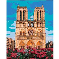 Diamondi - NOTRE DAME IN PARIS AND RED FLOWERS, 40x50 cm, without frame and without canvas shut off - Diamond Painting