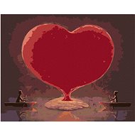 Diamondi - HEART AND COUPLE ON BOARDS, 40x50 cm, off canvas on frame - Diamond Painting