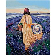 Diamondi - WOMAN WITH A BASKET AND LEVANDULO FIELD, 40x50 cm, without frame and without canvas shut  - Diamond Painting
