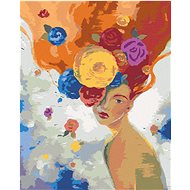 Diamondi - WOMAN WITH FLOWERS, 40x50 cm, unframed and without canvas - Diamond Painting