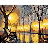 Diamondi - AUTUMN PARK AND A LITTLE LADY, 40x50 cm, stretched canvas on frame - Diamond Painting