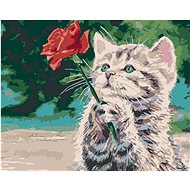 Diamondi - CATS AND RED ROSES, 40x50 cm, without frame and without canvas shut off - Diamond Painting