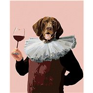 Diamondi - ROYAL DOG AND A GLASS OF WINE, 40x50 cm, stretched canvas on frame - Diamond Painting