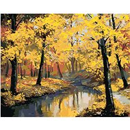 Diamondi - AUTUMN FOREST AND RIVER, 40x50 cm, without frame and without canvas shut off - Diamond Painting