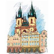 Diamondi - TÝNSKÝ CHRÁM PRAHA, 40x50 cm, stretched canvas on frame - Diamond Painting