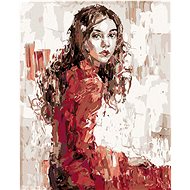 Diamondi - YOUNG WOMAN IN A RED DRESS, 40x50 cm, unframed and without canvas shut off - Diamond Painting