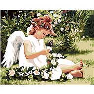 Diamondi - ANGEL AMONG THE FLOWERS, 40x50 cm, without frame and without canvas shut off - Diamond Painting