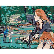 Diamondi - WOMAN ON A WHEEL IN THE PARK, 40x50 cm, without frame and without canvas shut off - Diamond Painting