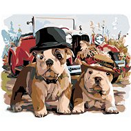 Diamondi - PUPPIES WITH A VETERAN, 40x50 cm, stretched canvas on frame - Diamond Painting