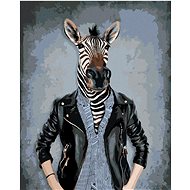 Diamondi - ZEBRA IN CLOTHING, 40x50 cm, without frame and without shutting off the canvas - Diamond Painting