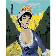 Diamondi - WOMAN IN THE PARK IN FRONT OF EIFFEL'S TOWER, 40x50 cm, without frame and without canvas  - Diamond Painting