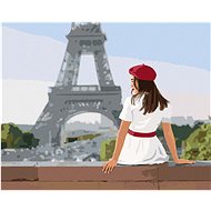 Diamondi - WOMAN IN A WHITE DRESS AND EIFFEL'S TOWER, 40x50 cm, unframed and without canvas shut off - Diamond Painting