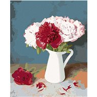Diamondi - Red and white flowers in a vase, 40x50 cm, off canvas on frame - Diamond Painting