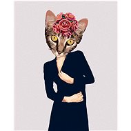 Diamondi - Cat in clothes and roses, 40x50 cm, off canvas on frame - Diamond Painting
