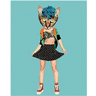 Diamondi - CAT IN CLOTHING AND FLOWERS, 40x50 cm, off canvas on frame - Diamond Painting