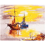 Diamondi - PAINTED SHIPS AND SUNSET, 40x50 cm, without frame and without canvas shut off - Diamond Painting